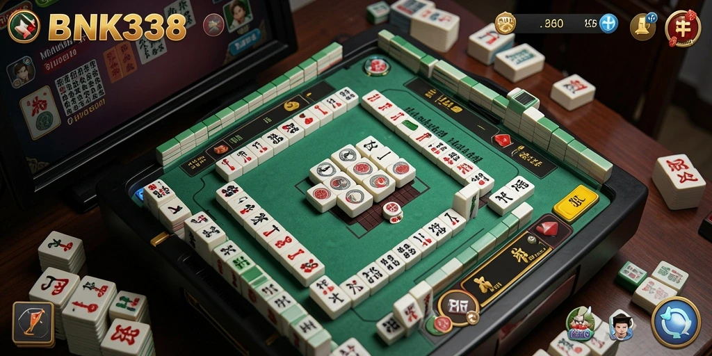 Tampilan gameplay Mahjong seru di BANK338 dengan berbagai level menantang.