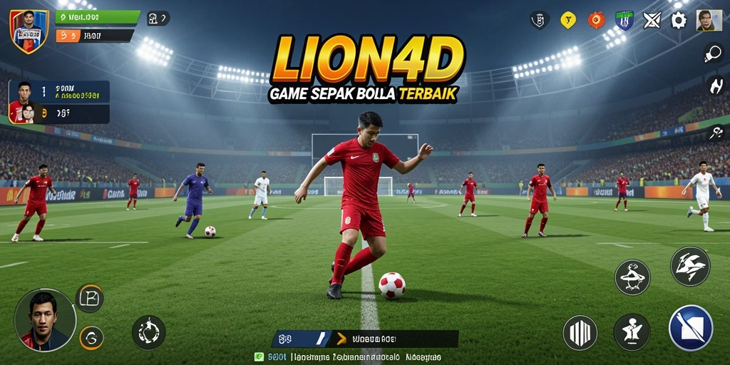 Tampilan gameplay LION4D dengan aksi sepak bola yang mendebarkan.