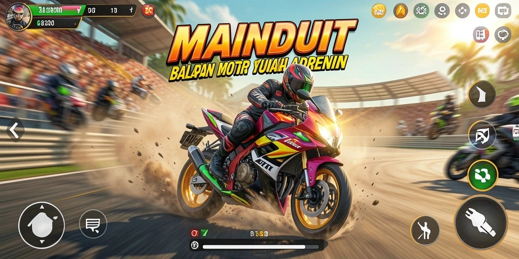 Screenshot dari gameplay exciting MAINDUIT dalam balapan motor.