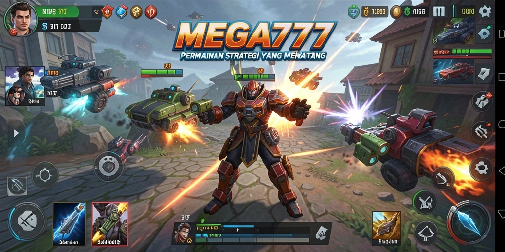Tampilan dinamis gameplay strategi MEGA777 yang menegangkan.