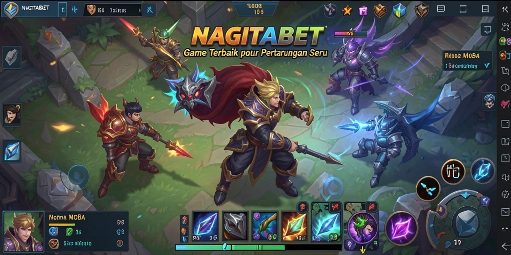 Tangkapan layar gameplay NAGITABET menampilkan aksi seru di arena MOBA.
