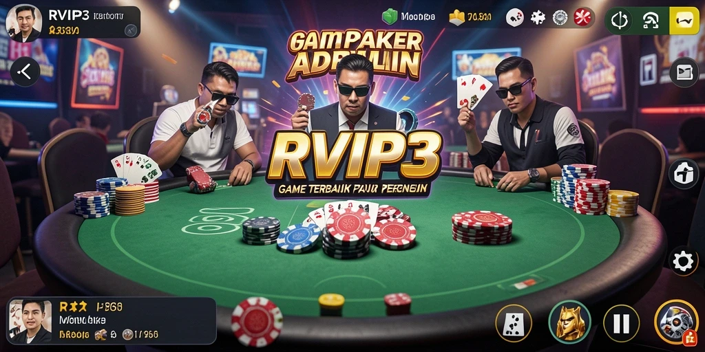 Tampilan gameplay RVIP3 dengan suasana poker yang mendebarkan.