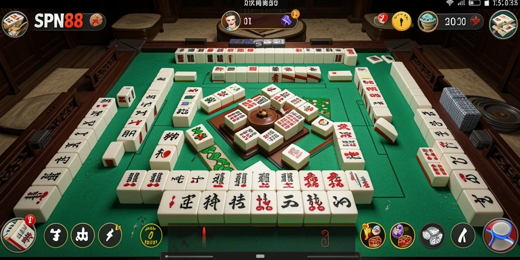Tampilan gameplay Mahjong yang menarik di SPN88.